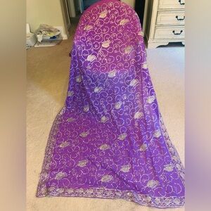 Lavender georgette fully embroidered indian/Pakistani party saree